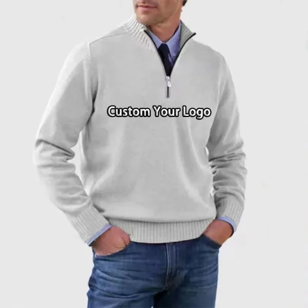 Men Golf Jumpers 100% Cotton Long Sleeve Quarter Zip Sweatshirts 1/4 Zip Pullover Sweatshirts