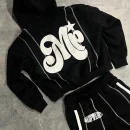 Printed Cotton French Terry Sweatsuit Zip up Oversized Hoodie Sweatpants and Hoodie Set for Men
