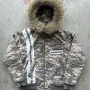 Zipper Pockets Winter Cotton Cropped Boxy Fit Camouflage With Faux Fur Men's Jackets