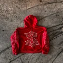 100% Cotton Rhinestone 400GSM Oversized Streetwear Zip up  Men's Sweatshirts Hoodies