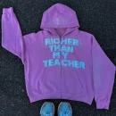 Applique Embroidery Print 500 Gsm Acid Wash Zip up Hoodie Oversized Hoodies Unisex