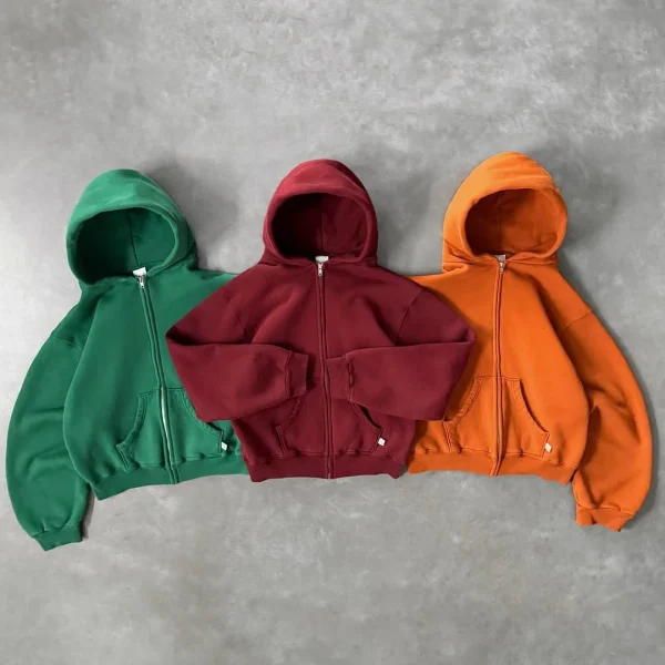 Joggers Sweatsuit Blank Cotton French Terry Zip up Hoodies and Sweatpants Sets Unisex - Image 4