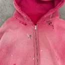 Distressed Sun Faded Zipper 100% Cotton Heavyweight Acid Wash Vintage French Terry Hoodie