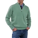 Men Golf Jumpers 100% Cotton Long Sleeve Quarter Zip Sweatshirts 1/4 Zip Pullover Sweatshirts
