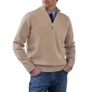 Men Golf Jumpers 100% Cotton Long Sleeve Quarter Zip Sweatshirts 1/4 Zip Pullover Sweatshirts