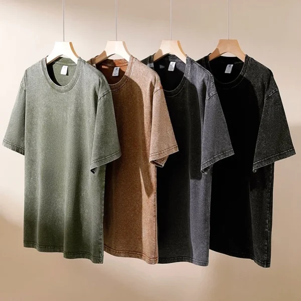Graphic 250gsm Cotton Oversized Street Wear Washed Tshirt Vintage Acid Wash T-shirts
