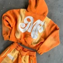 Printed Cotton French Terry Sweatsuit Zip up Oversized Hoodie Sweatpants and Hoodie Set for Men