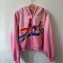 DTG 100% Cotton Terry Oversized Sunfaded Acid Washed Mens Zip up Rhinestone Hoodie