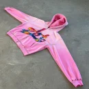 DTG 100% Cotton Terry Oversized Sunfaded Acid Washed Mens Zip up Rhinestone Hoodie