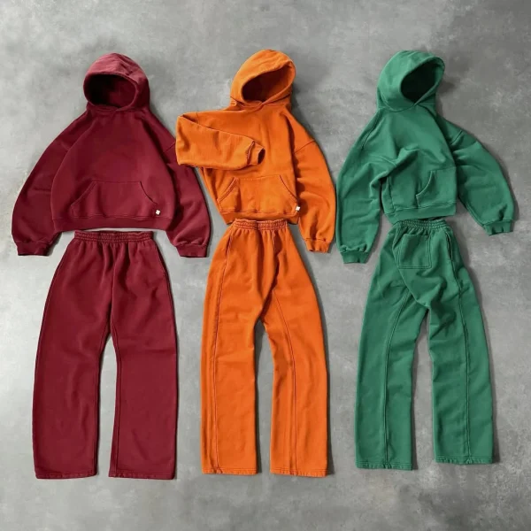 Joggers Sweatsuit Blank Cotton French Terry Zip up Hoodies and Sweatpants Sets Unisex