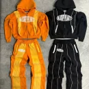 Printed Cotton French Terry Sweatsuit Zip up Oversized Hoodie Sweatpants and Hoodie Set for Men