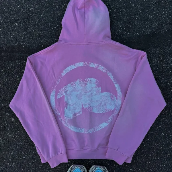 Applique Embroidery Print 500 Gsm Acid Wash Zip up Hoodie Oversized Hoodies Unisex - Image 4