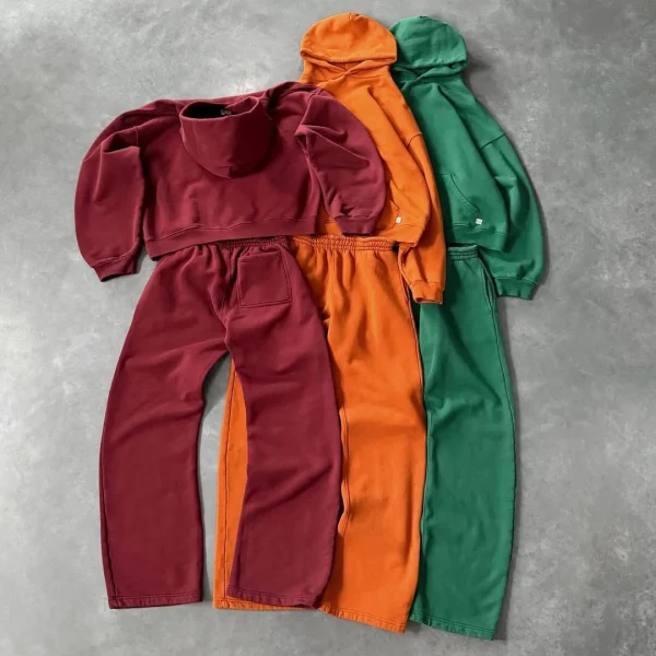 Joggers Sweatsuit Blank Cotton French Terry Zip up Hoodies and Sweatpants Sets Unisex - Image 2